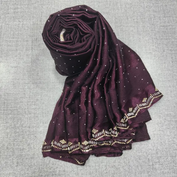 Crushed Chiffon Satin Hijab With Beads work | HJ22